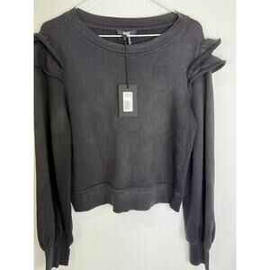 Paige French terry  pullover Sweatshirt with flounce sleeve detail